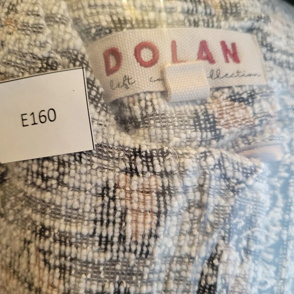 DOLAN Womens Tweed Textured Fringe Zip Blazer Jacket Size Small Beige Preppy - Picture 10 of 10